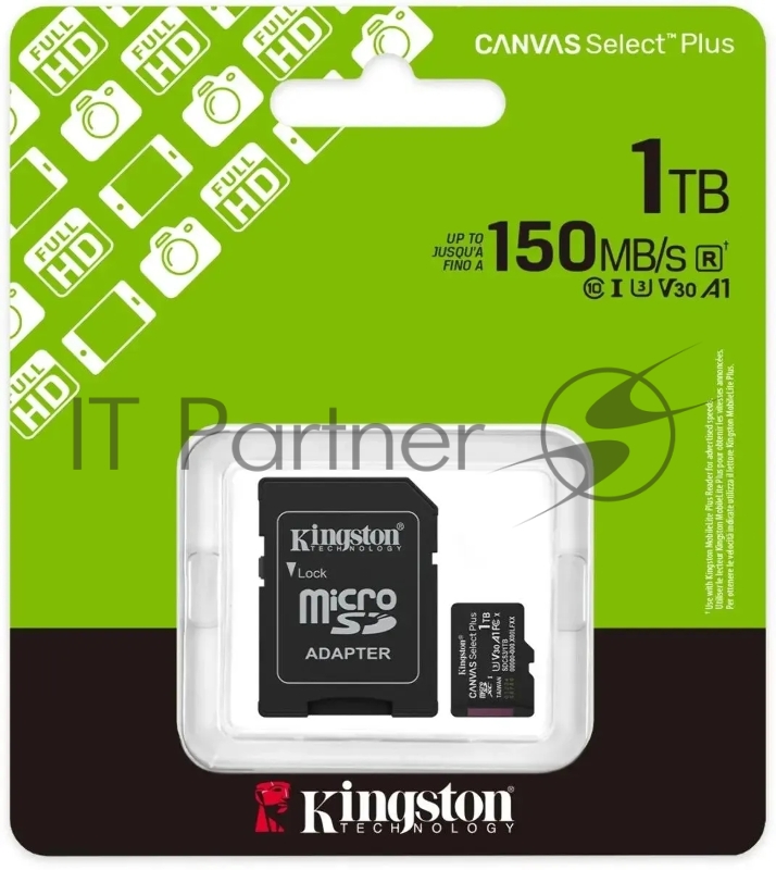 Флеш карта microSDXC 1TB Kingston SDCS3/1TB Canvas Select Plus + adapter