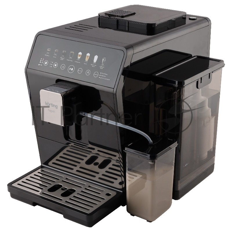 Кофемашина KORTING KACM 2026 N Fagotti, автоматическая, сенсорное управление, сенсорный дисплей, давление 19 бар, капучинатор, емкость для молока (400 мл), кофемолка (150 г), 6 уровней помола, цвет черный