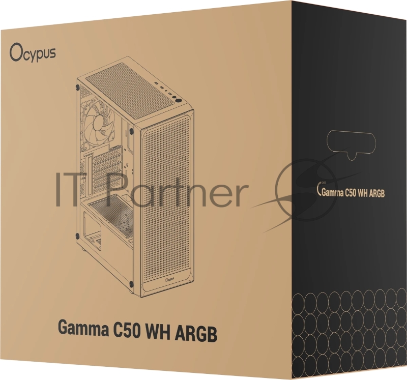 Компьютерный корпус Ocypus Gamma C50 WH ARGB, MATX, USB3.0*1+USB2.0*2, FRONT 3x120mm ARGB, REAR 1x120mm ARGB