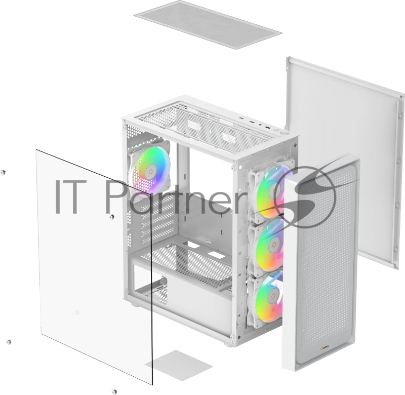 Компьютерный корпус Ocypus Gamma C50 WH ARGB, MATX, USB3.0*1+USB2.0*2, FRONT 3x120mm ARGB, REAR 1x120mm ARGB