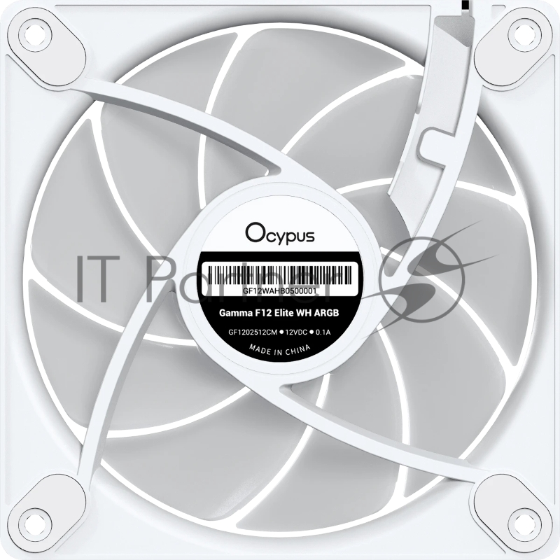 Вентилятор для корпуса Ocypus Gamma F12 Elite WH ARGB 3 IN 1, 120x120x25mm, 4-PIN PWM, 600-1800 RPM, 26 DBA MAX, HYDRO BEARING