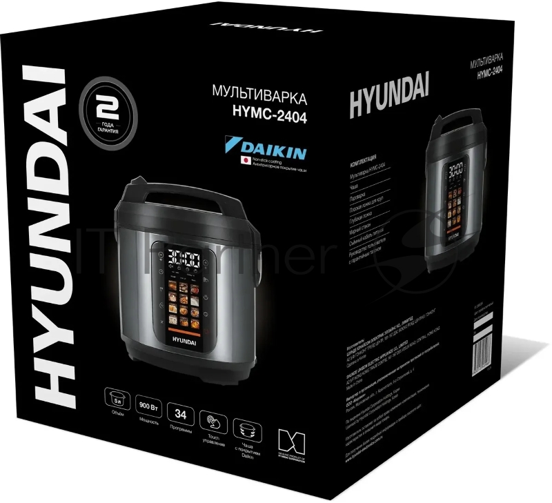 Мультиварка-скороварка Hyundai HYMC-2404 5л 900Вт серебристый/черный