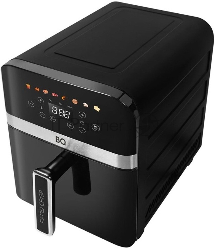 Аэрогриль BQ AF9011S Black. Мощность 2000 Вт / Объем 9 л / Сенсорное управление / 8 автоматических программ / Антипригарное покрытие Non-Stick PRO / 4 в 1: гриль, жарка, выпечка, запекание / Диапазон температур нагрева от 60 до 200 °С / Таймер от 1 д