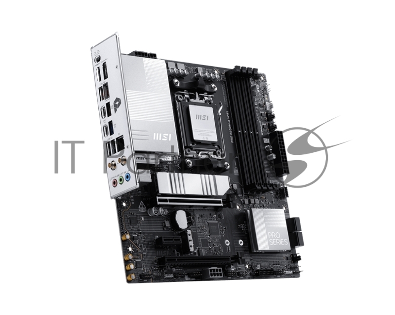 Материнская плата MSI PRO B850M-A WIFI PZ B850, AM5, 4*DDR5, 4*PCIEx16, 2*M.2, 3*TypeC, 3*USB3.2Gen2, 5*USB3.2Gen1, 4*USB2.0, 4*SATA3.0, 5G, DP, HDMI, M-ATX, RTL