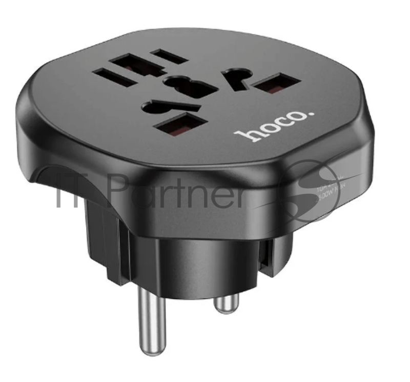 Сетевой переходник адаптер для евророзетки Hoco AC6 10А 250В черный