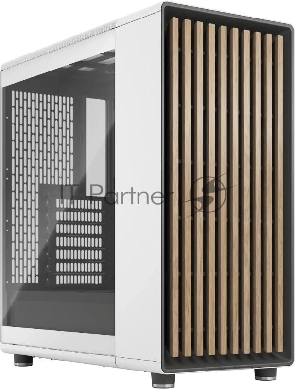 Корпус ПК без блока питания/ Case Fractal Design North TG Clear Tint, Midi-Tower, 2x140mm, 2xUSB-A 3.2 + 1xUSB 3.2 Type-C ATX, mATX, mITX Wood panel, Chalk White