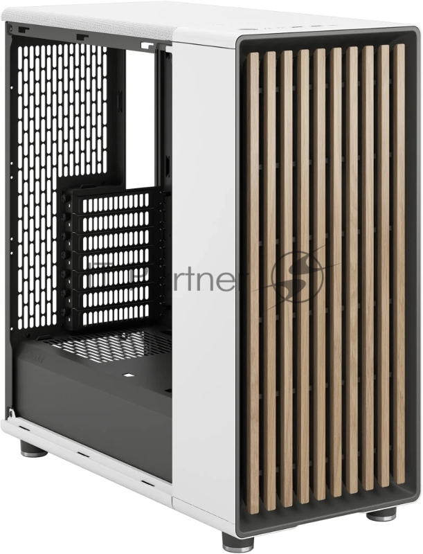 Корпус ПК без блока питания/ Case Fractal Design North TG Clear Tint, Midi-Tower, 2x140mm, 2xUSB-A 3.2 + 1xUSB 3.2 Type-C ATX, mATX, mITX Wood panel, Chalk White