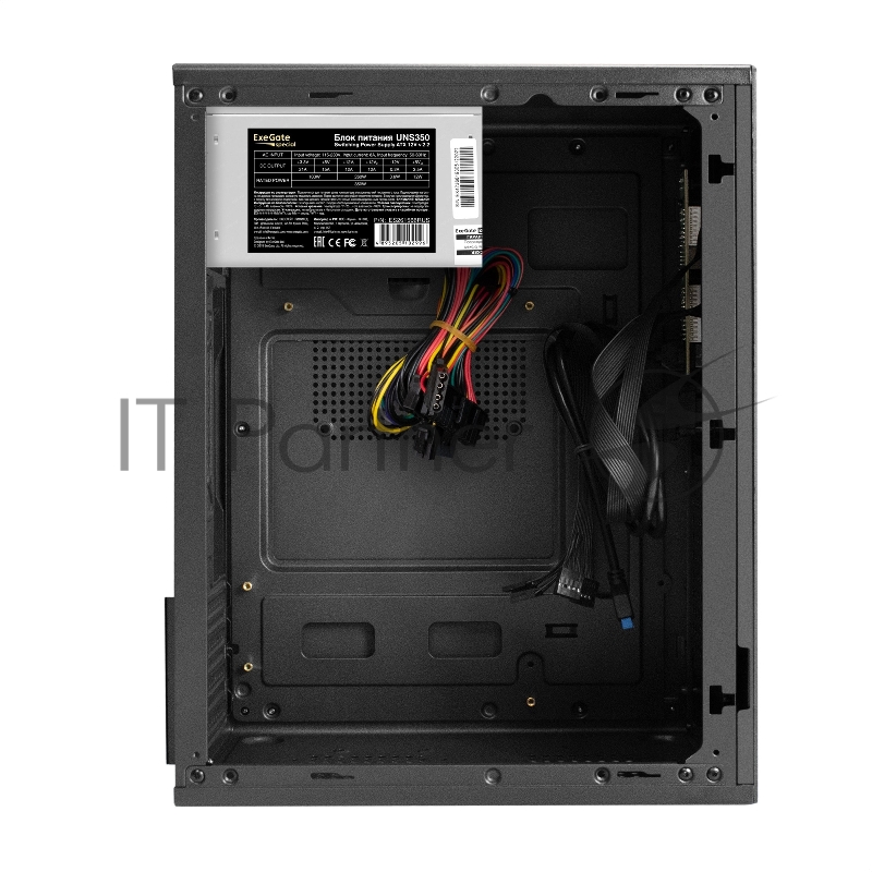 Корпус Minitower ExeGate BAA-308MUC-UNS350 (mATX, БП UNS350 с вент. 12см, 1*USB+1*USB3.0+1*TypeC, HD Audio, черный)