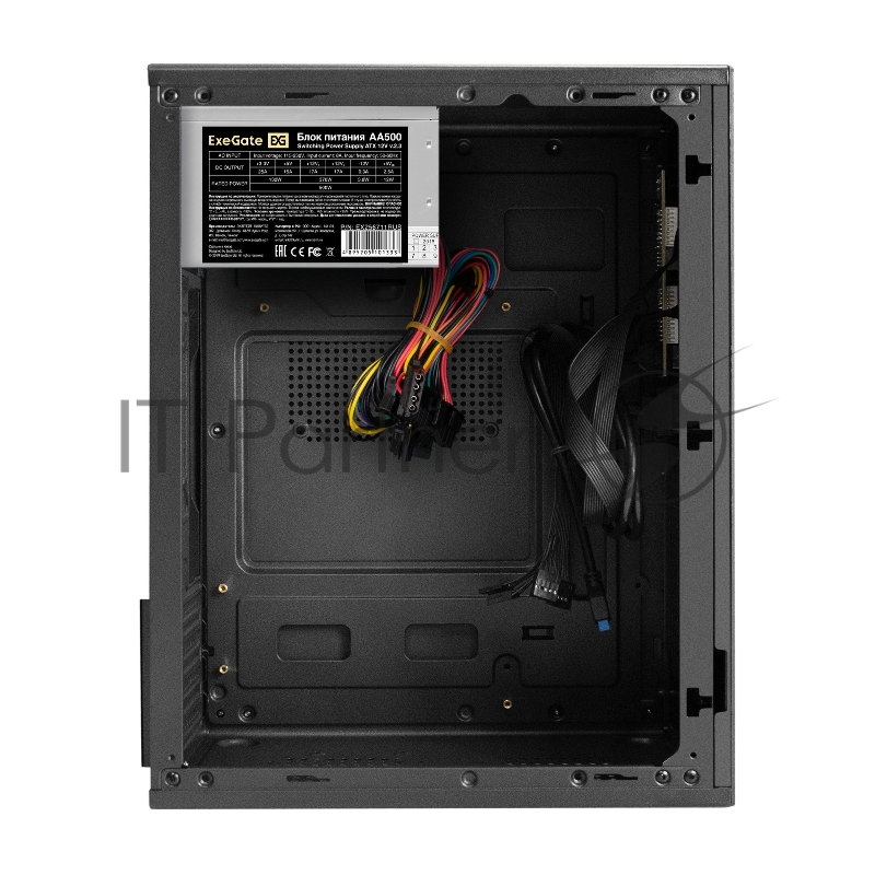Корпус Minitower ExeGate BAA-308MUC-AA500 (mATX, БП AA500 с вент. 8см, 1*USB+1*USB3.0+1*TypeC, HD Audio, черный)