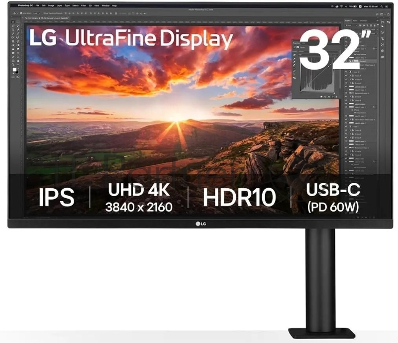 Монитор LG 31.5 32UN880K-B черный IPS LED 5ms 16:9 HDMI M/M матовая HAS Piv 1000:1 350cd 178гр/178гр 3840x2160 60Hz DP 4K USB 10.3кг