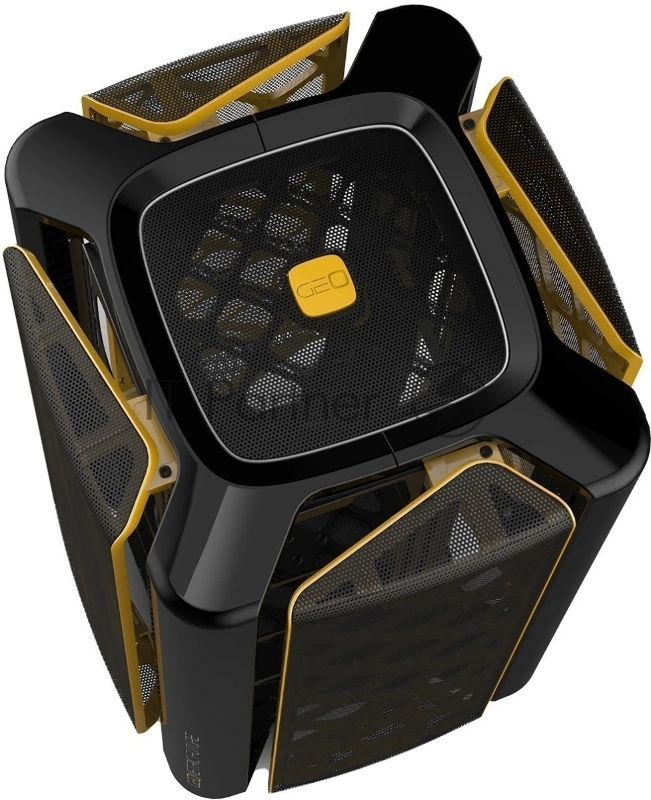 Корпус ПК без блока питания/ Case Geometric Future Model 2 The Ark, Mini-Tower, no fans, 3xUSB-A 3.0, 1xUSB 3.2 Type-C, mATX, mITX Black/Gold