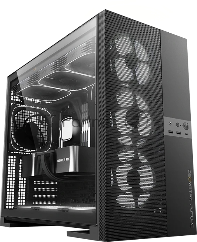 Корпус ПК без блока питания/ Case Geometric Future Model 5 Vent, Midi-Tower, TG, no fans, 2xUSB-A 3.0, 1xUSB 3.2 Type-C, E-ATX, ATX, mATX, mITX Black