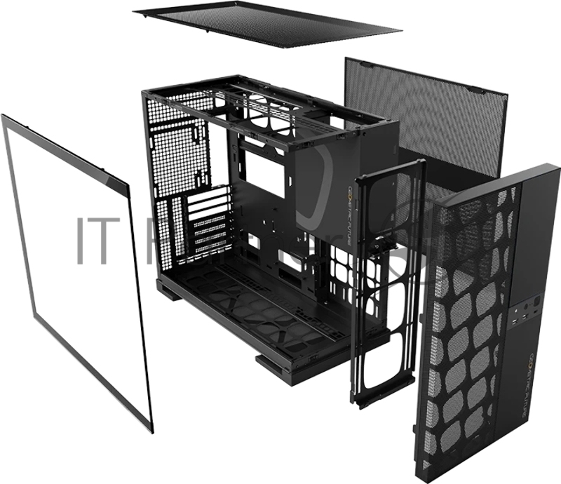 Корпус ПК без блока питания/ Case Geometric Future Model 5 Vent, Midi-Tower, TG, no fans, 2xUSB-A 3.0, 1xUSB 3.2 Type-C, E-ATX, ATX, mATX, mITX Black