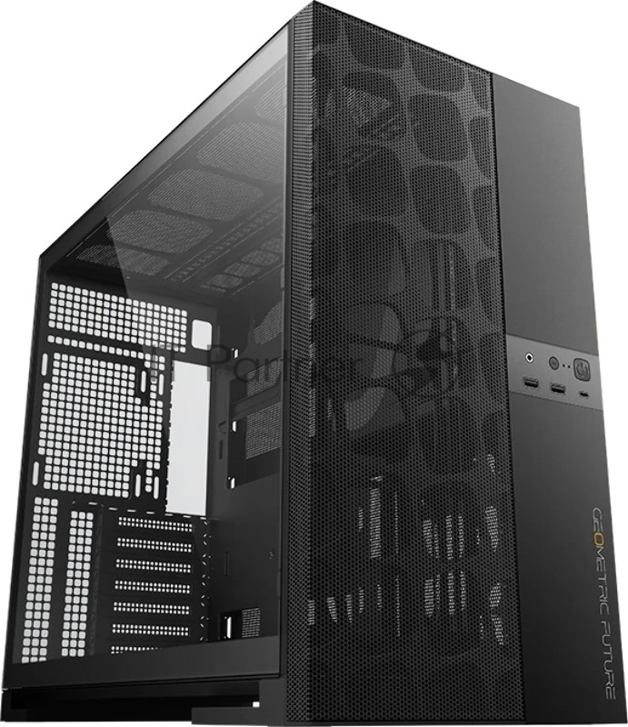 Корпус ПК без блока питания/ Case Geometric Future Model 5 Vent, Midi-Tower, TG, no fans, 2xUSB-A 3.0, 1xUSB 3.2 Type-C, E-ATX, ATX, mATX, mITX Black