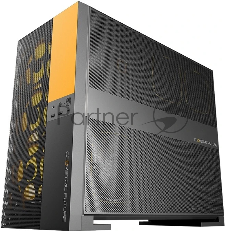 Корпус ПК без блока питания/ Case Geometric Future Model 5 Vent, Midi-Tower, TG, no fans, 2xUSB-A 3.0, 1xUSB 3.2 Type-C, E-ATX, ATX, mATX, mITX Black/Yellow