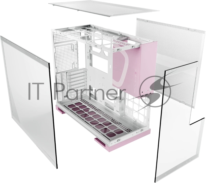 Корпус ПК без блока питания/ Case Geometric Future Model 5, Midi-Tower, TG, no fans, 2xUSB-A 3.0, 1xUSB 3.2 Type-C, E-ATX, ATX, mATX, mITX Pink