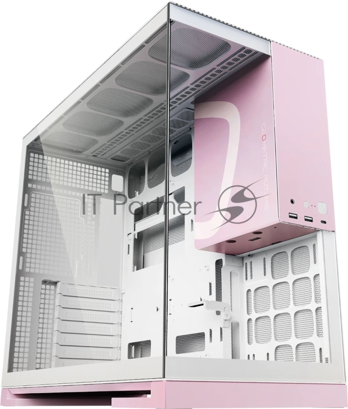 Корпус ПК без блока питания/ Case Geometric Future Model 5, Midi-Tower, TG, no fans, 2xUSB-A 3.0, 1xUSB 3.2 Type-C, E-ATX, ATX, mATX, mITX Pink