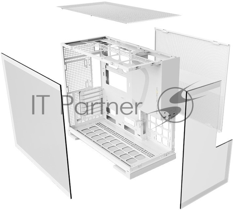 Корпус ПК без блока питания/ Case Geometric Future Model 5, Midi-Tower, TG, no fans, 2xUSB-A 3.0, 1xUSB 3.2 Type-C, E-ATX, ATX, mATX, mITX White