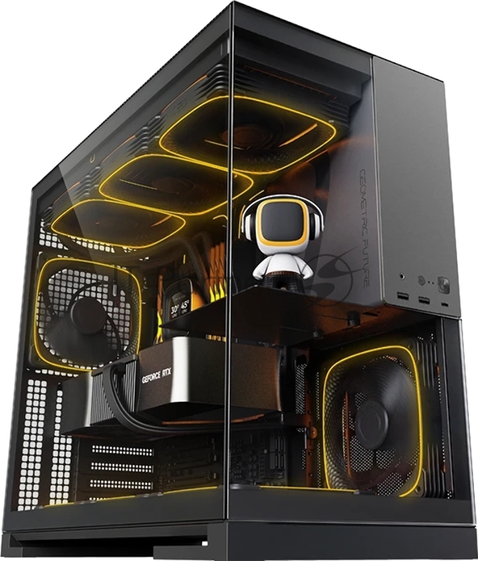 Корпус ПК без блока питания/ Case Geometric Future Model 5, Midi-Tower, TG, no fans, 2xUSB-A 3.0, 1xUSB 3.2 Type-C, E-ATX, ATX, mATX, mITX Black/Gray