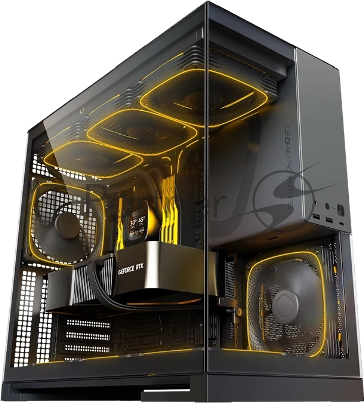 Корпус ПК без блока питания/ Case Geometric Future Model 5, Midi-Tower, TG, no fans, 2xUSB-A 3.0, 1xUSB 3.2 Type-C, E-ATX, ATX, mATX, mITX Black/Gray