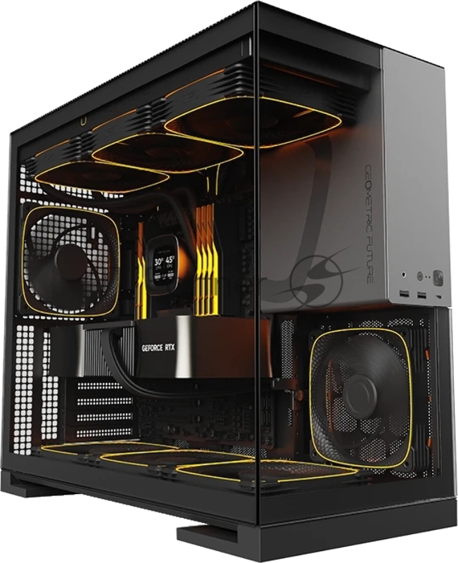 Корпус ПК без блока питания/ Case Geometric Future Model 5, Midi-Tower, TG, no fans, 2xUSB-A 3.0, 1xUSB 3.2 Type-C, E-ATX, ATX, mATX, mITX Black/Gray