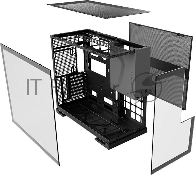 Корпус ПК без блока питания/ Case Geometric Future Model 5, Midi-Tower, TG, no fans, 2xUSB-A 3.0, 1xUSB 3.2 Type-C, E-ATX, ATX, mATX, mITX Black/Gray