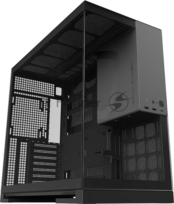 Корпус ПК без блока питания/ Case Geometric Future Model 5, Midi-Tower, TG, no fans, 2xUSB-A 3.0, 1xUSB 3.2 Type-C, E-ATX, ATX, mATX, mITX Black/Gray