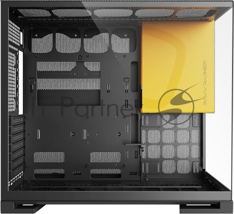 Корпус ПК без блока питания/ Case Geometric Future Model 5, Midi-Tower, TG, no fans, 2xUSB-A 3.0, 1xUSB 3.2 Type-C, E-ATX, ATX, mATX, mITX Black/Yellow