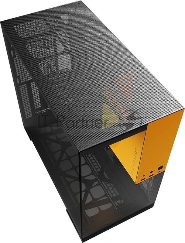 Корпус ПК без блока питания/ Case Geometric Future Model 5, Midi-Tower, TG, no fans, 2xUSB-A 3.0, 1xUSB 3.2 Type-C, E-ATX, ATX, mATX, mITX Black/Yellow