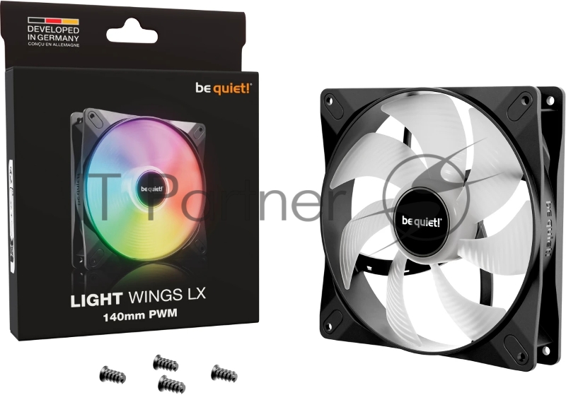 Кулер для корпуса/ Case Cooler be quiet! LIGHT WINGS LX 140mm PWM (140x140x25mm, 4-pin PWM, ARGB, 56.0CFM, 22.9dBA, 1200RPM, Black)