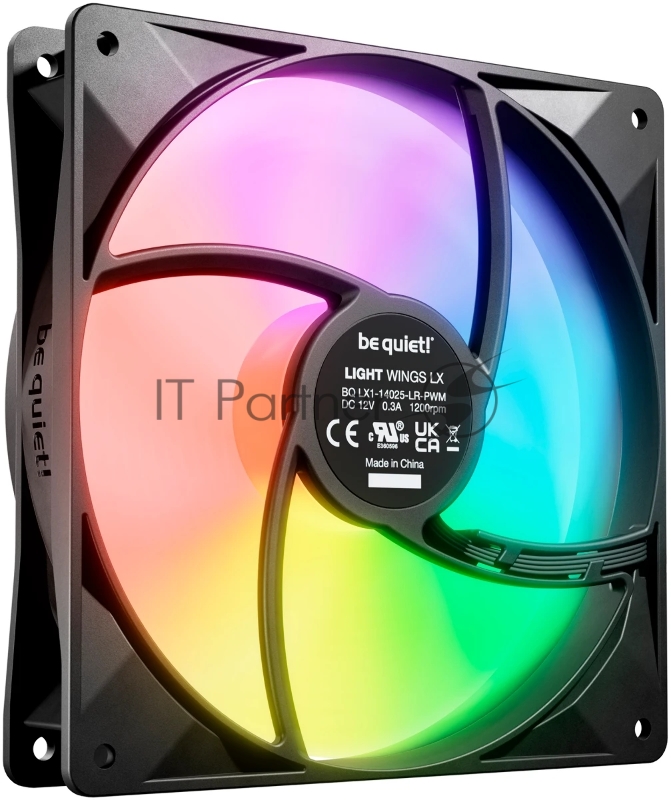 Кулер для корпуса/ Case Cooler be quiet! LIGHT WINGS LX 140mm PWM high-speed (140x140x25mm, 4-pin PWM, ARGB, 75.3CFM, 30.5dBA, 1800RPM, Black)