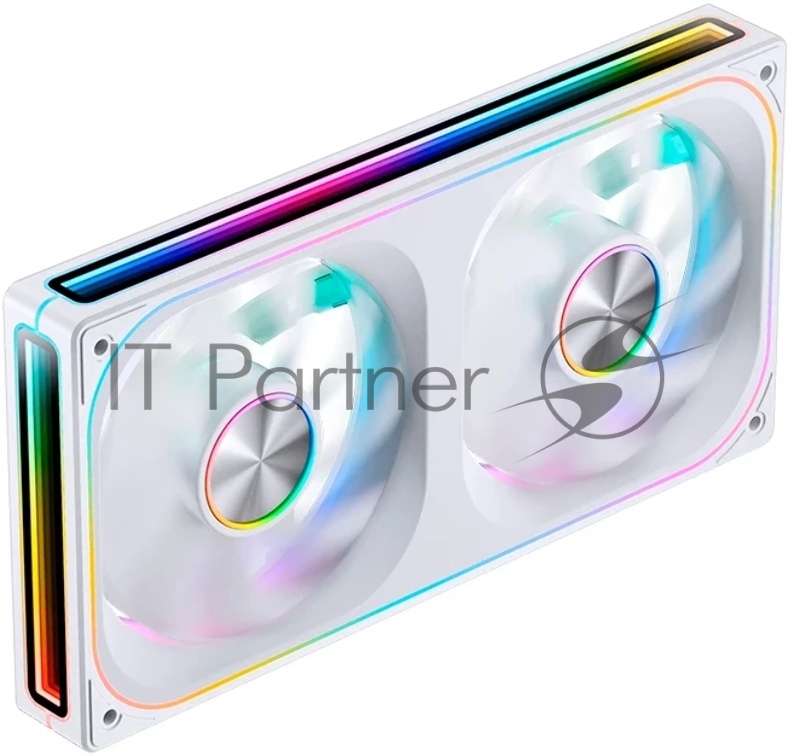 Кулер для корпуса/ Case Cooler JONSBO ZA-240WR Reverse (2x120x120mm, 4-pin PWM, ARGB, 62.4CFM, 37.3dBA, 2400RPM, White, Single-Frame RGB Fan Unit)