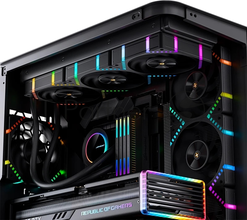 Кулер для корпуса/ Case Cooler JONSBO HF2-120BR Reverse (120x120x25mm, 4-pin PWM, ARGB, 63.3CFM, 29.5dBA, 2200RPM, Black)