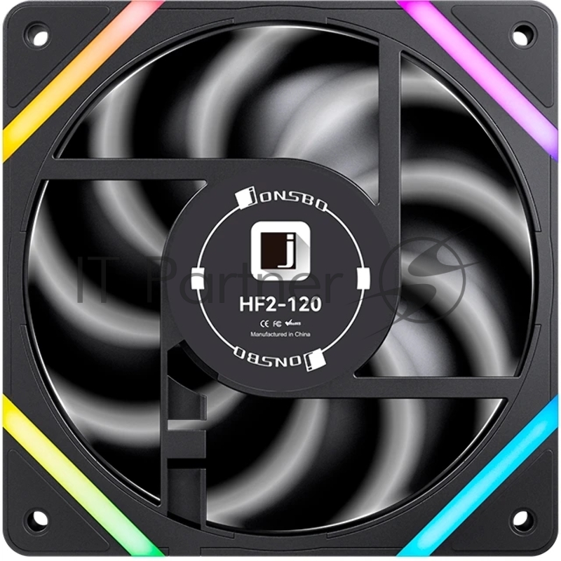 Кулер для корпуса/ Case Cooler JONSBO HF2-120BR Reverse (120x120x25mm, 4-pin PWM, ARGB, 63.3CFM, 29.5dBA, 2200RPM, Black)