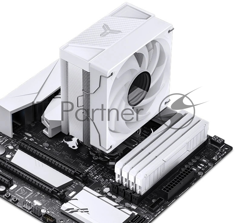 Кулер для процессора/ CPU Cooler JONSBO CR-1000 V2 PRO ARGB (230W, 4-pin PWM, 157mm, Al/Cu, 6x6mm, ARGB, 1x120mm, 59.48CFM, 32.0dBA, 1500RPM, S: 1700/1200/115X, AM4/AM5 White)