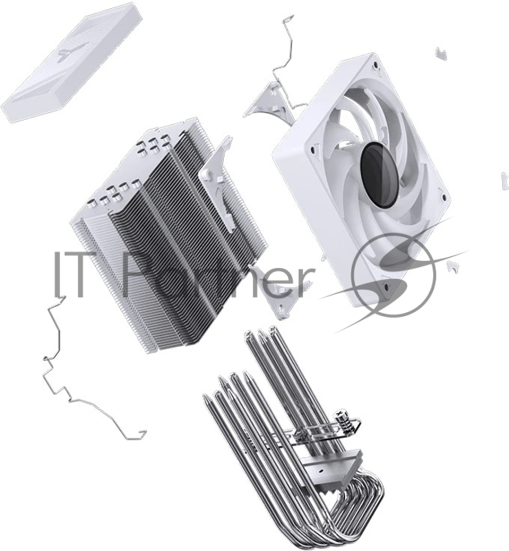 Кулер для процессора/ CPU Cooler JONSBO CR-1000 V2 PRO ARGB (230W, 4-pin PWM, 157mm, Al/Cu, 6x6mm, ARGB, 1x120mm, 59.48CFM, 32.0dBA, 1500RPM, S: 1700/1200/115X, AM4/AM5 White)