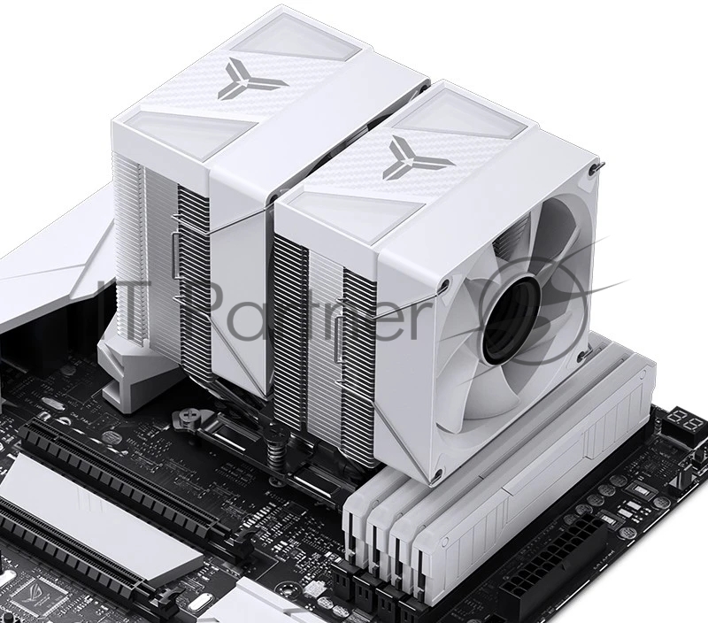 Кулер для процессора/ CPU Cooler JONSBO CR-1400 DV2 (230W, 4-pin PWM, 136mm, Al/Cu, 6x6mm, ARGB, 2x92mm, 38.2CFM, 33.8dBA, 2300RPM, S: 1851/1700/1200/115X/2011, AM4/AM5 White)