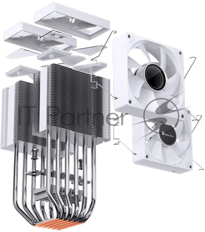 Кулер для процессора/ CPU Cooler JONSBO CR-1400 DV2 (230W, 4-pin PWM, 136mm, Al/Cu, 6x6mm, ARGB, 2x92mm, 38.2CFM, 33.8dBA, 2300RPM, S: 1851/1700/1200/115X/2011, AM4/AM5 White)