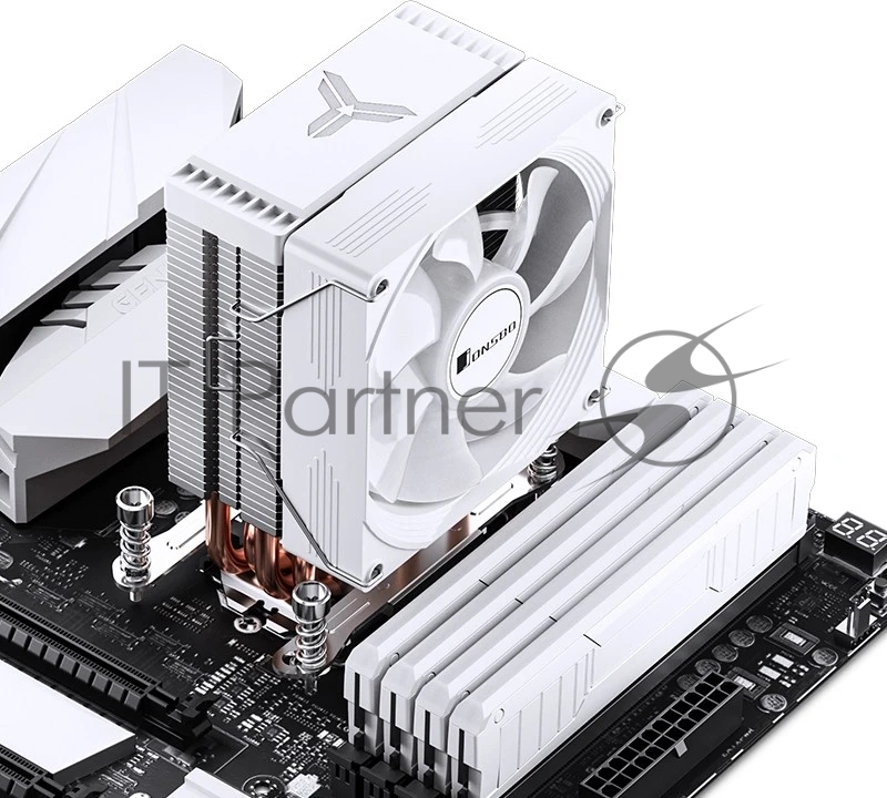 Кулер для процессора/ CPU Cooler JONSBO CR-1300 EVO (160W, 4-pin PWM, 128mm, Al/Cu, 4x6mm, FRGB, 1x90mm, 42CFM, 28.2dBA, 2000RPM, S: 1700/1200/115X, AM5/AM4, White)