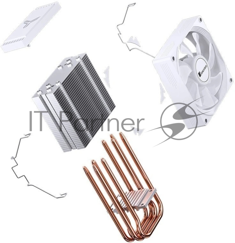 Кулер для процессора/ CPU Cooler JONSBO CR-1300 EVO (160W, 4-pin PWM, 128mm, Al/Cu, 4x6mm, FRGB, 1x90mm, 42CFM, 28.2dBA, 2000RPM, S: 1700/1200/115X, AM5/AM4, White)