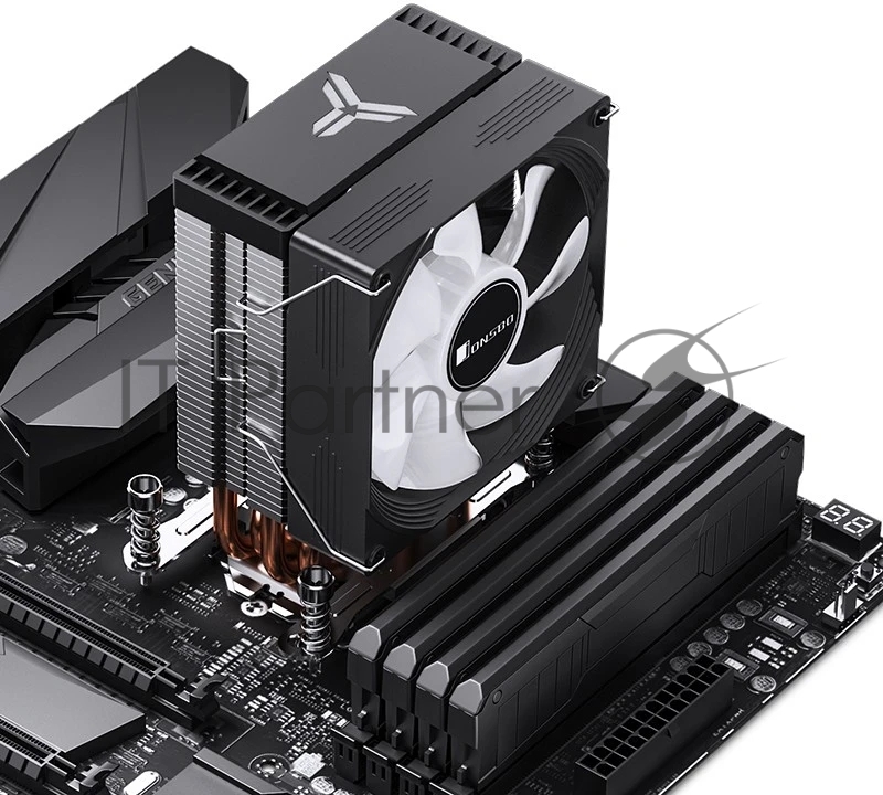 Кулер для процессора/ CPU Cooler JONSBO CR-1300 EVO (160W, 4-pin PWM, 128mm, Al/Cu, 4x6mm, FRGB, 1x90mm, 42CFM, 28.2dBA, 2000RPM, S: 1700/1200/115X, AM5/AM4, Black)