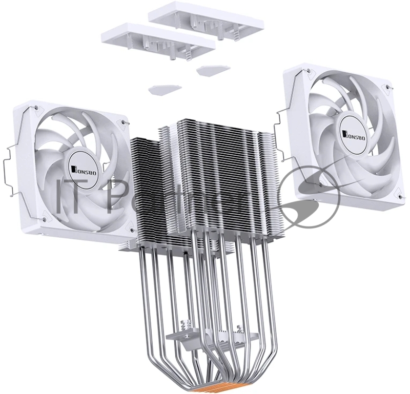 Кулер для процессора/ CPU Cooler JONSBO CR-3000E(Color) (260W, 4-pin PWM, 155mm, Al/Cu, 6x6mm, FRGB, 2x120mm, 72.23CFM, 34.0dBA, 1600RPM, S: 1851/1700/1200/115X, AM5/AM4, White)
