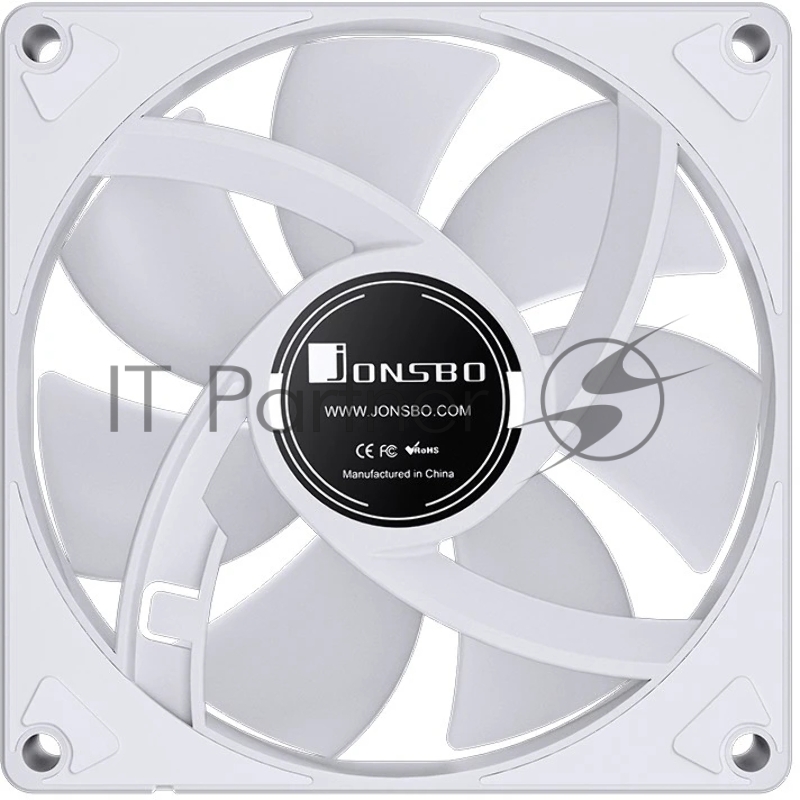 Кулер для корпуса/ Case Cooler JONSBO SL-925W (92x92x25mm, 4-pin PWM, ARGB, 38.2CFM, 33.8dBA, 2200RPM, White)