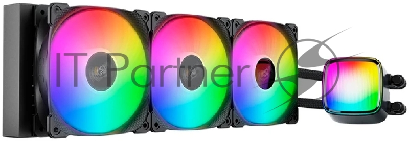 Система жидкостного охлаждения Water Cooling System Geometric Future Eskimo Pro 360 (240W, 360mm, ARGB, Black/ Fans: 3x120mm, 80.81CFM, 34.2dBA, 2000RPM/ Pump height 54mm, 3200RPM, Rad thickness 27mm/ S: 1851, 1700, 1200, 115X, 2011, 2066, AM5, AM4)