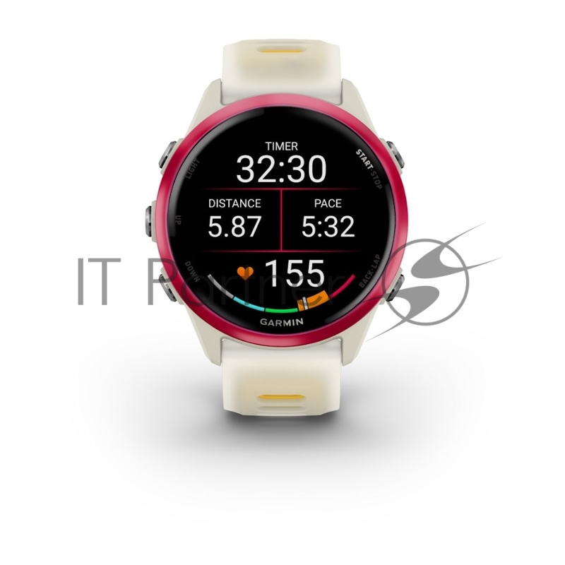 Смарт-часы Garmin Forerunner 570 слоновая кость, малиновый безель, ремешок манго 42мм