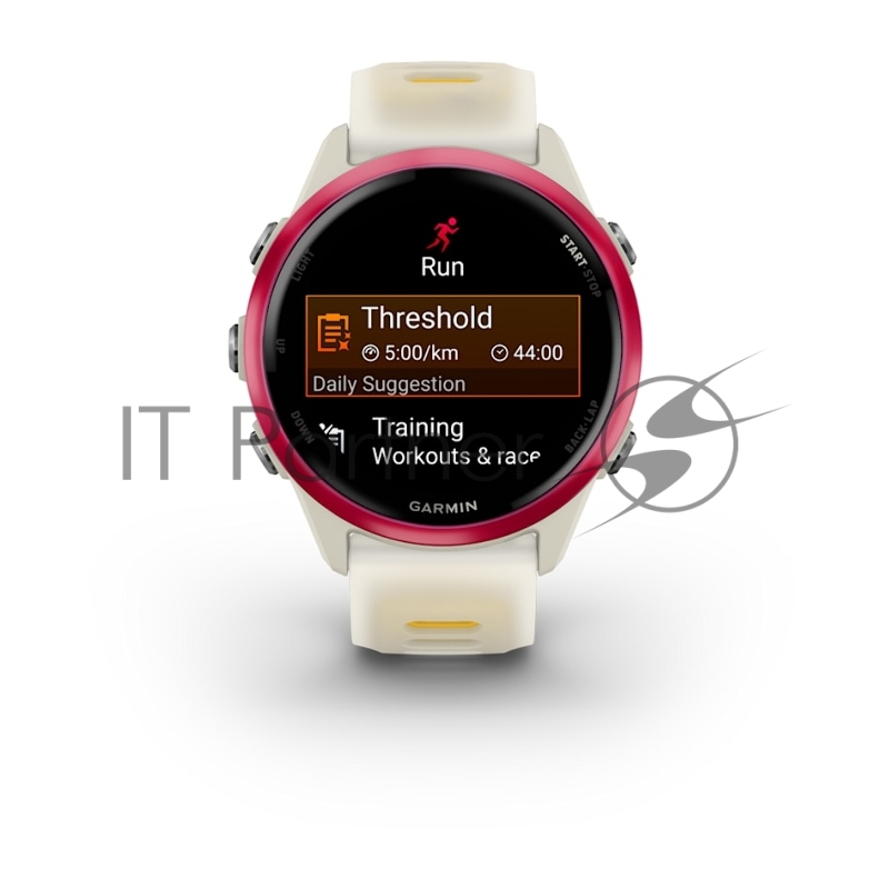 Смарт-часы Garmin Forerunner 570 слоновая кость, малиновый безель, ремешок манго 42мм