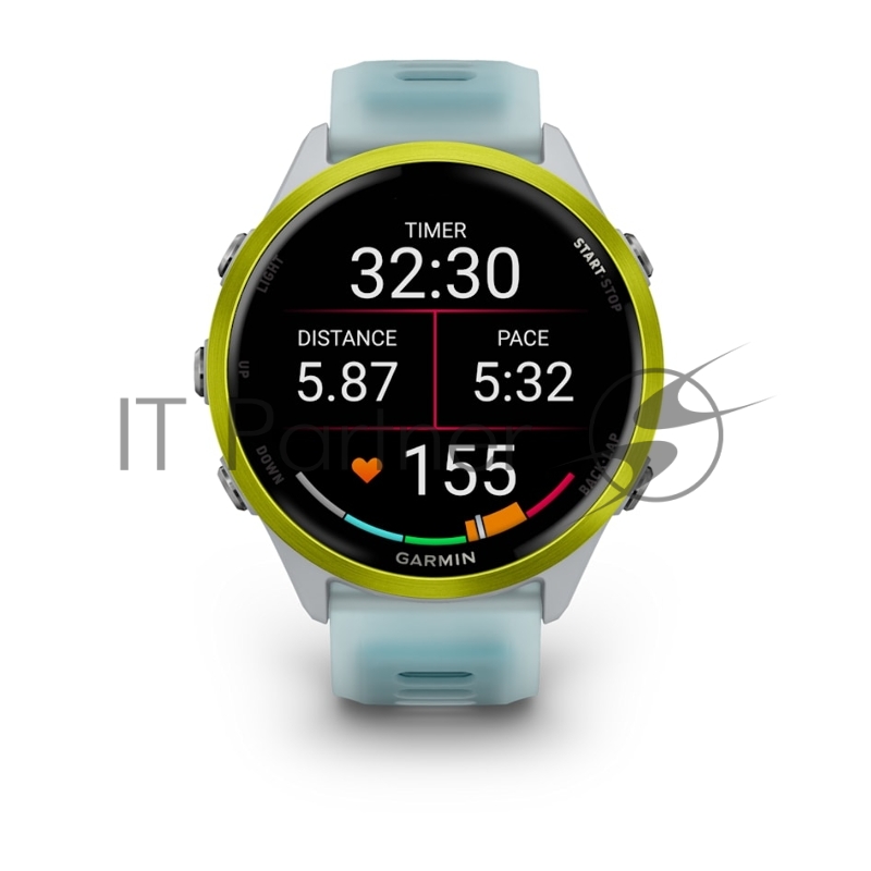 Смарт-часы Garmin Forerunner 570 белый, желный безель, бирюзовый ремешок 47мм