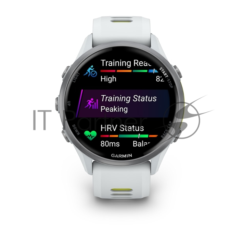 Смарт-часы Garmin Forerunner 970 белый, титановый безель, бело-желтый ремешок 47мм