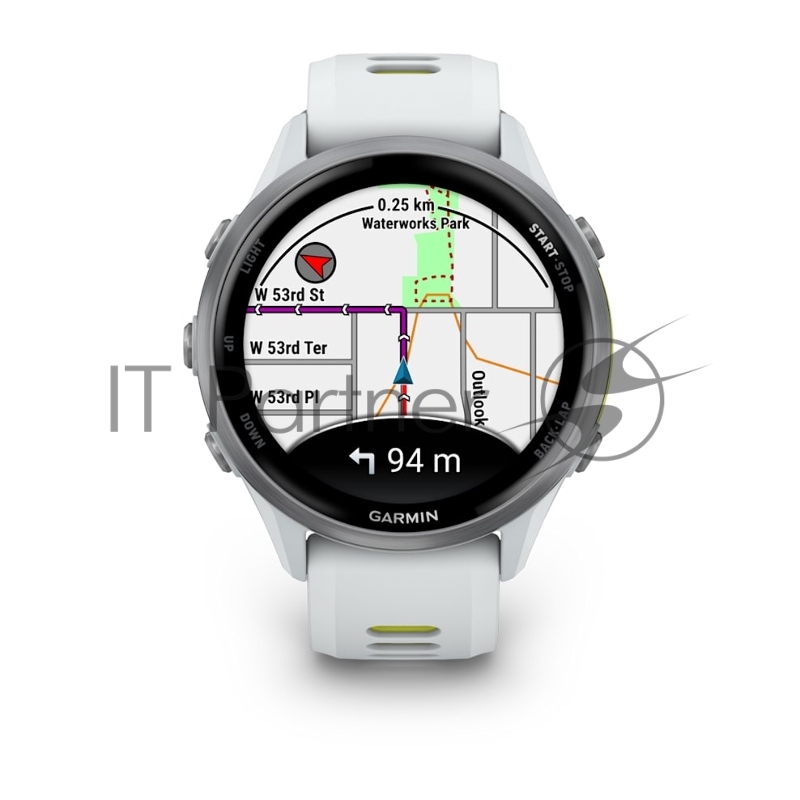 Смарт-часы Garmin Forerunner 970 белый, титановый безель, бело-желтый ремешок 47мм