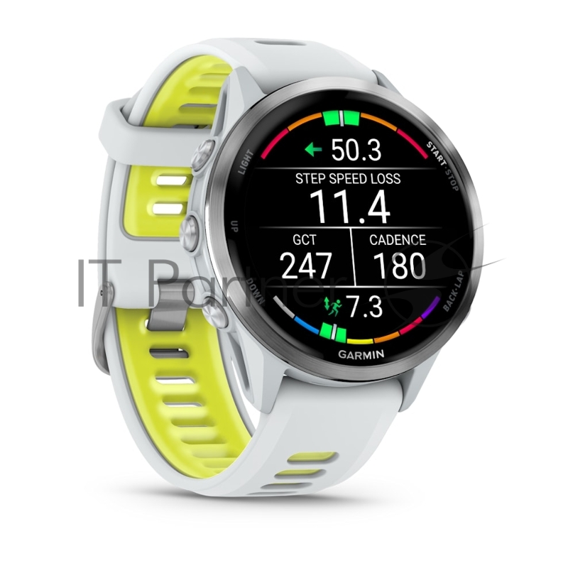 Смарт-часы Garmin Forerunner 970 белый, титановый безель, бело-желтый ремешок 47мм